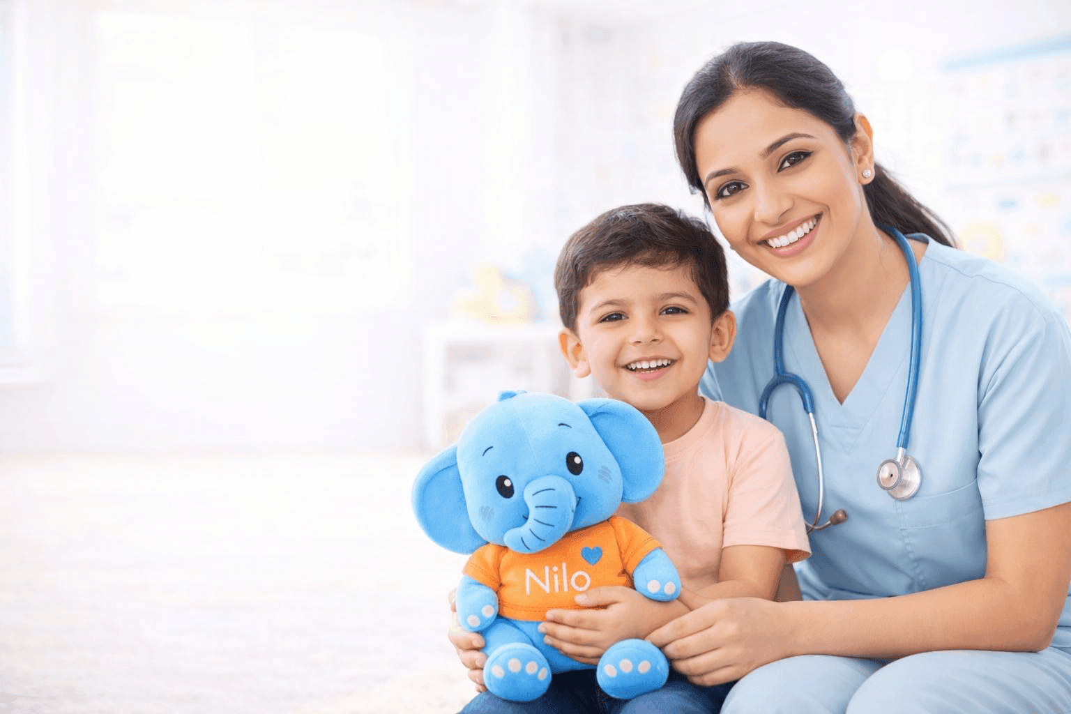 Indian pediatrician and child during consultation